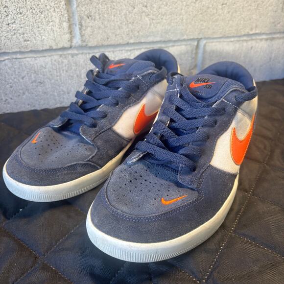 Nike SB Force 58 Sneakers US9 Mens Midnight Navy Safety Orange Skateboard
